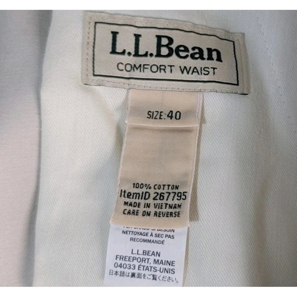 NWT LL Bean Double L Shorts Men's 40x8 Biege Chino Pleated Cotton Wrinkle Free